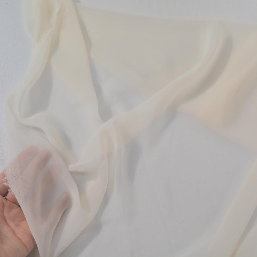 Off White Poly Chiffon Lace with Cutouts 60 Inch Wide | By the Yard