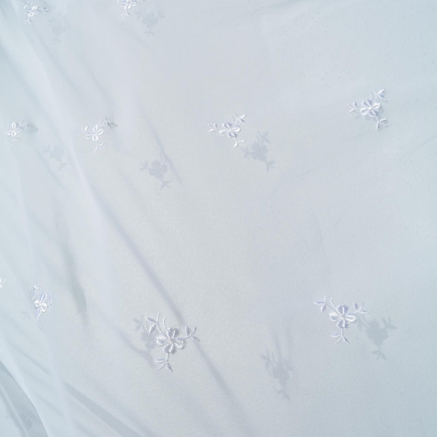 Chiffon Lace Fabric | White Sheer Designer Deadstock | Dresses, Blouses, Bridal | By the Yard