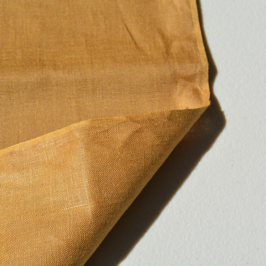 Tan/Mustard Yellow | 100% Linen | Designer Deadstock | By the Yard