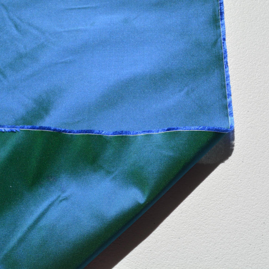 Silk Taffeta Fabric Dark blue and green Two-tone 56" Wide Luxury Fabric | By the Yard