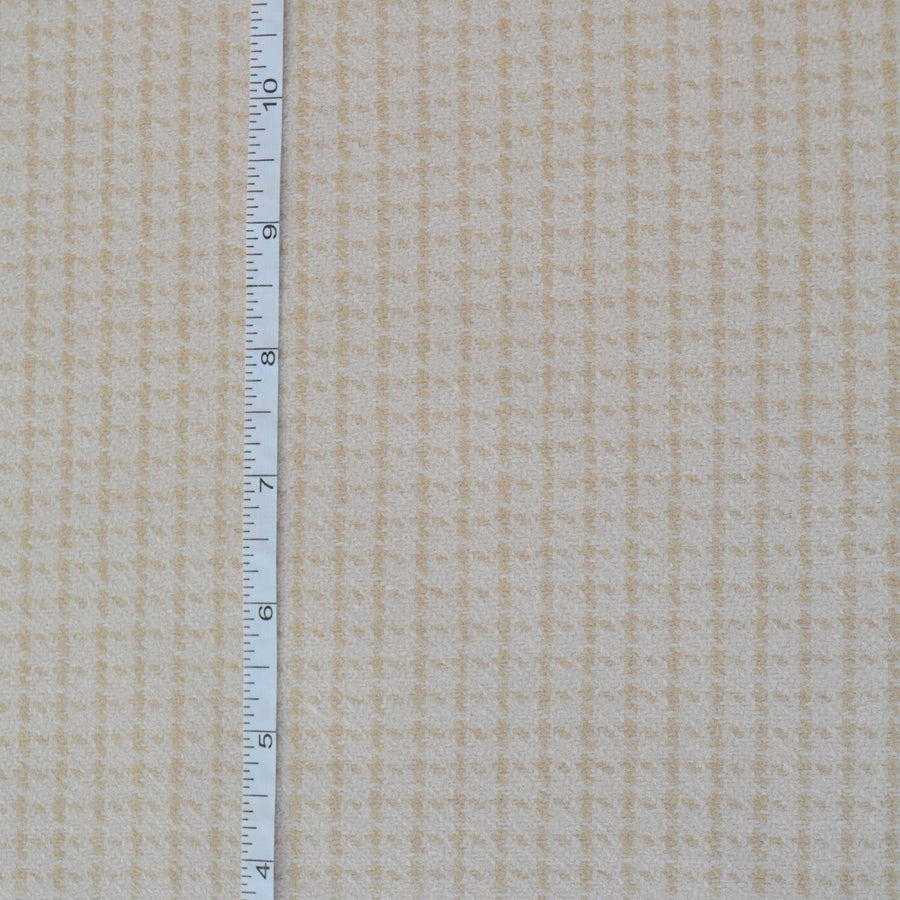 Italian Wool Tweed Fabric | with Tan Check Stripes Coat and Jacket Material 55 Inch Wide | By the Yard
