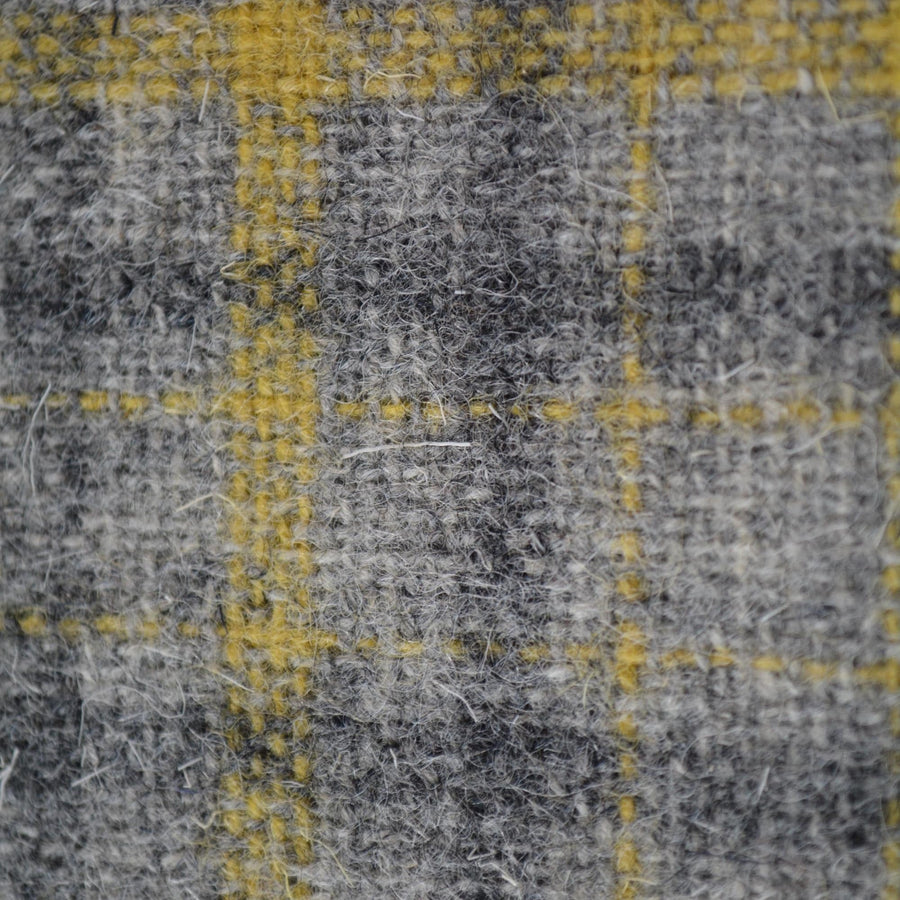 Heavyweight Gray Tartan Wool Fabric with Dark Gray Yellow Stripes 58 Inch Wide | By the Yard