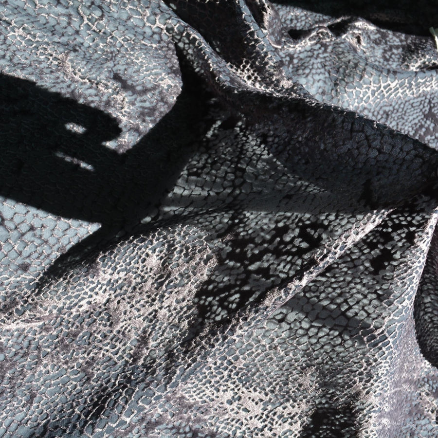 Chiffon Burnout Velvet Fabric | Dark gray | 100% Silk |By the Yard