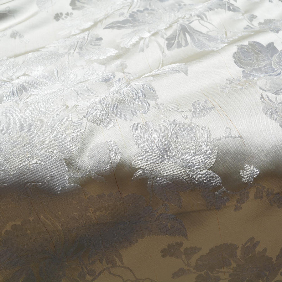 100% Silk Jacquard Fabric | Silk Floral Pattern, Double-Sided, 54” Width | Luxury Bridal & Dressmaking Fabric | By the Yard
