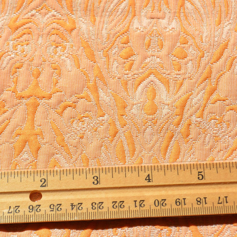 Orange 100% Cotton Brocade Fabric | Designer Deadstock Yardage |By the Yard