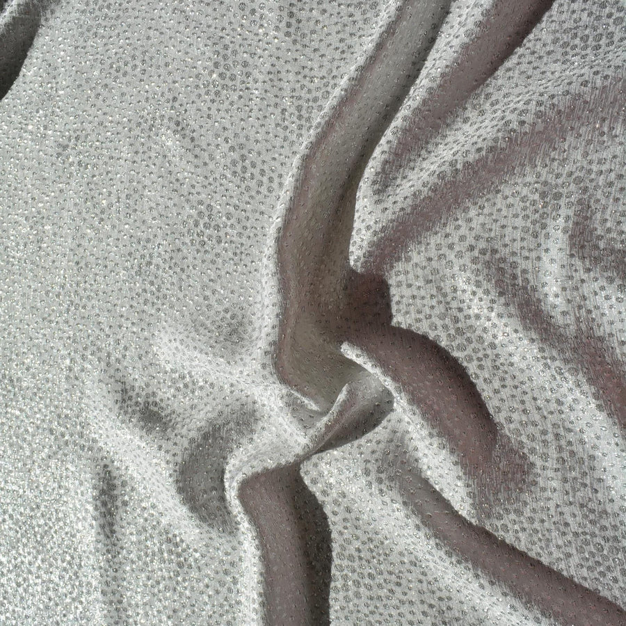 French 100% Silk Fabric | Silver and white Embroidered 46" Wide Luxury Fabric Sewing | By the Yard