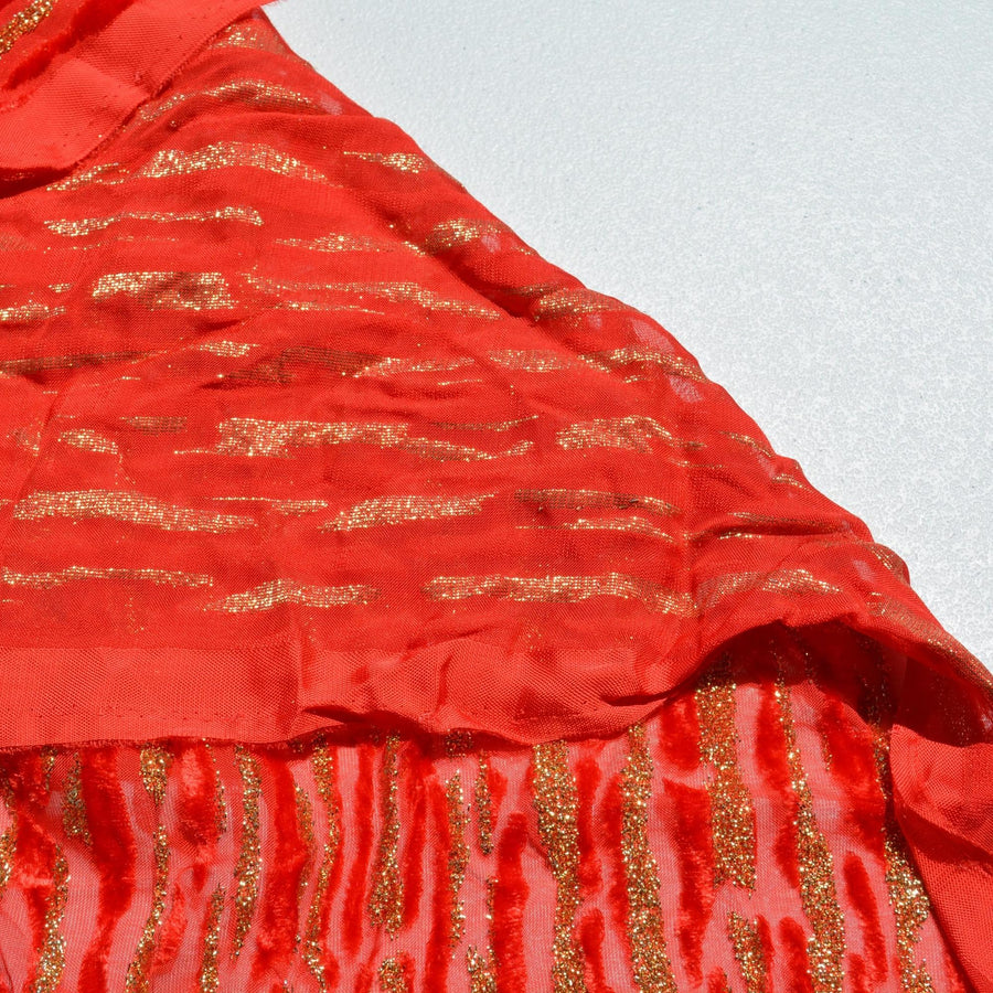 Burnout Velvet Fabric | Red Designer Deadstock | Dresses, Tops, Special Occasion | By the Yard