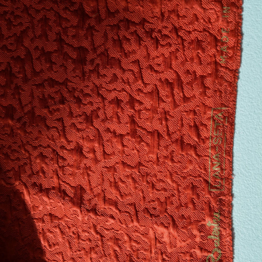 Italian Silk Wool Blend Fabric Red Textured Designer Textile | By the Yard