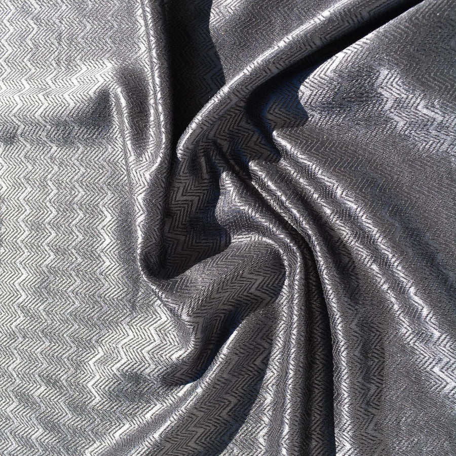 Zigzag Wool Blend Fabric | Dark gray | Luxury Designer Textile |By the Yard