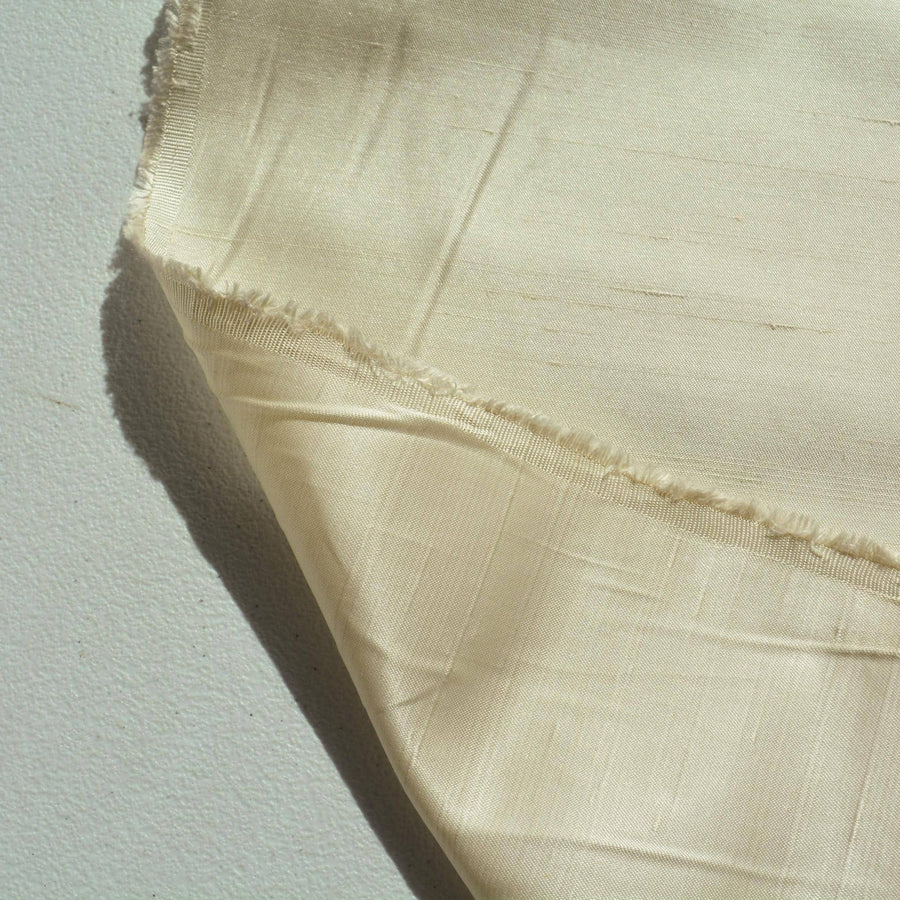 Silk Dupioni Fabric Ivory Midweight Slub Texture 48 Inch Usable | By the Yard