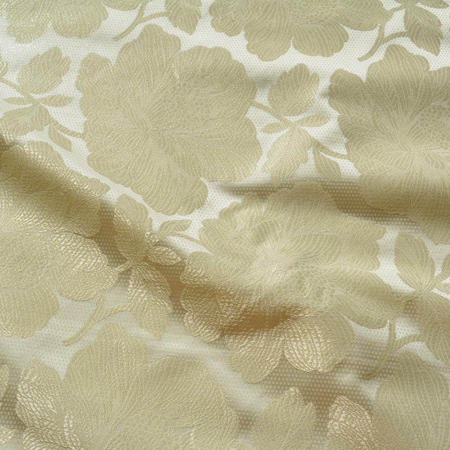 Brocade Fabric | Ivory and gold | Upholstery Fabric & Home Decor Textile | Curtain, Drapery, Pillow | By the Yard