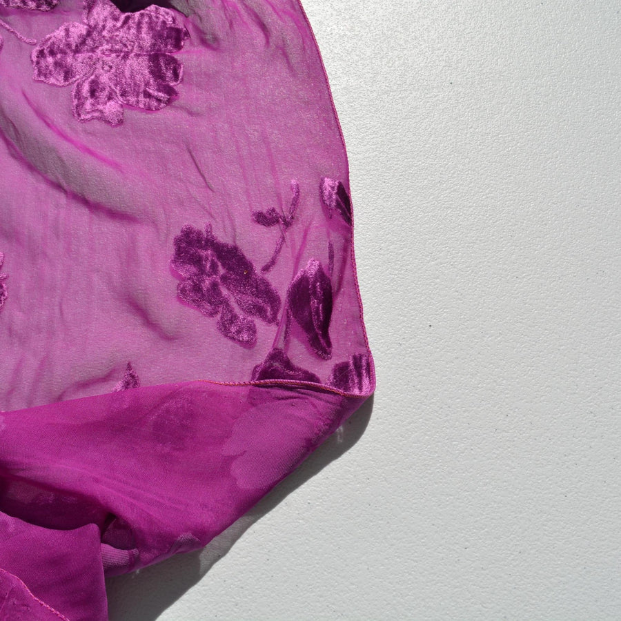 Burnout Chiffon Fabric | Purple, black, and green | Polyester |By the Yard