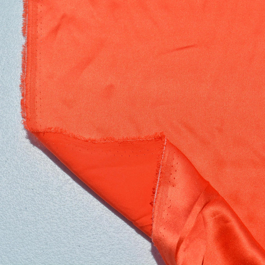 Pure Silk Charmeuse Stretch Fabric | Orange Designer Deadstock | Dresses, Skirts, Blouses | By the Yard