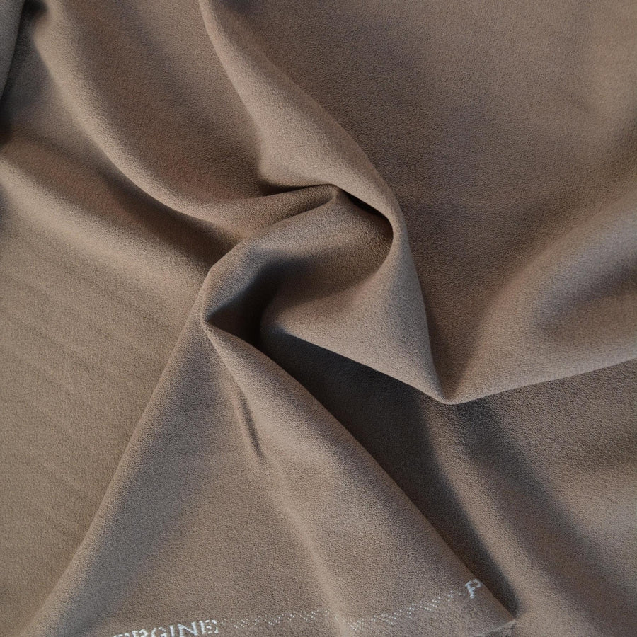 Tan Light Brown Wool Crepe Fabric Pure Virgin Wool European Designer Apparel Textile | By the Yard