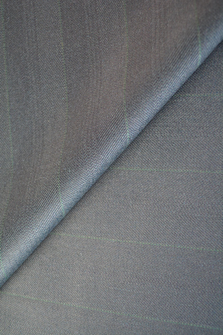 Dark Navy Wool Twill Suiting Fabric with Thin Green Stripes Designer Jacket and Trouser Material 59.5 Inch Wide | By the Yard