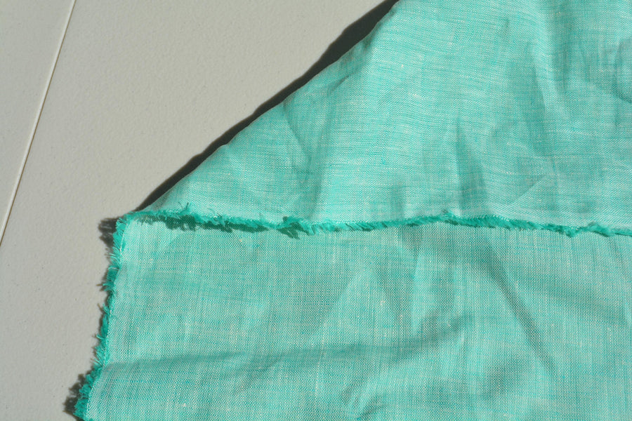 Green and white | 100% linen | Linen | Designer Deadstock | By the Yard