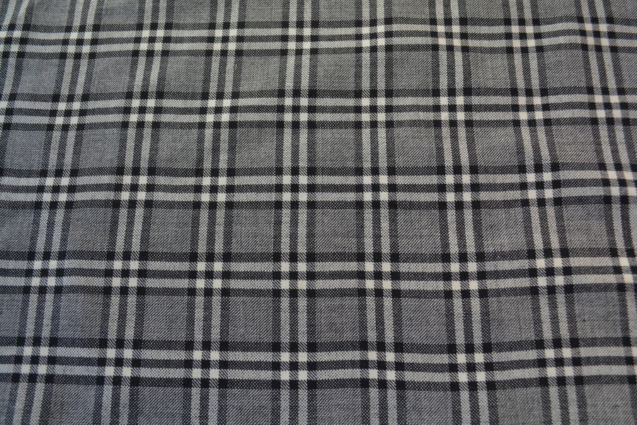 European Pure Wool | Lightweight Check Wool Suiting | Black and white | Designer Fabric Yardage |By the Yard