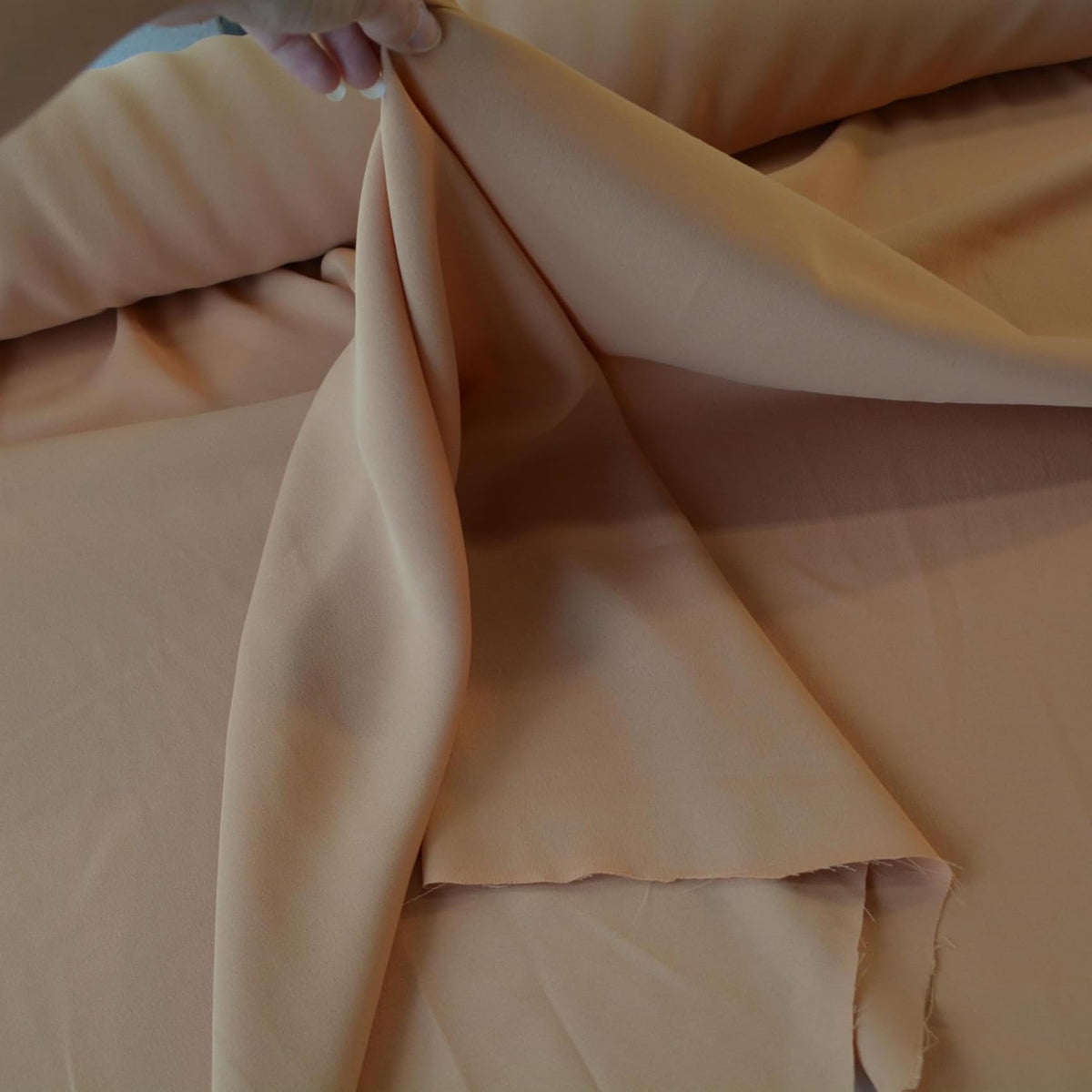 Italian Lightweight Wool Crepe Fabric Light orange 57.5" Pure Wool | By the Yard