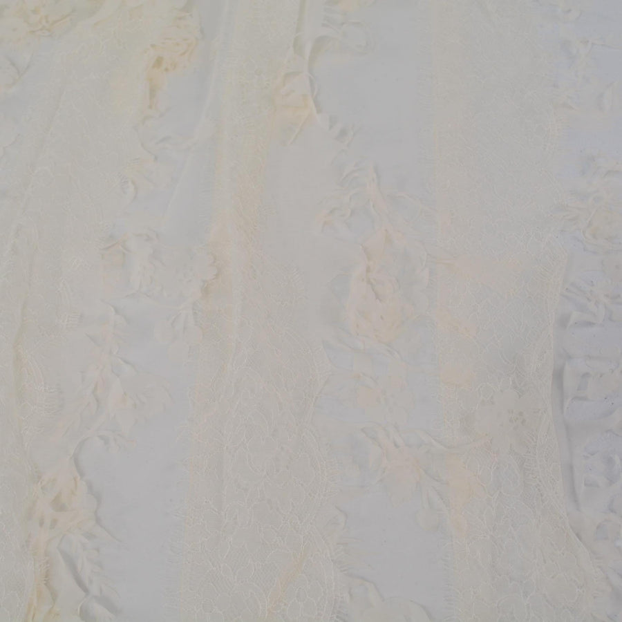 Off White Poly Chiffon Lace with Cutouts 60 Inch Wide | By the Yard