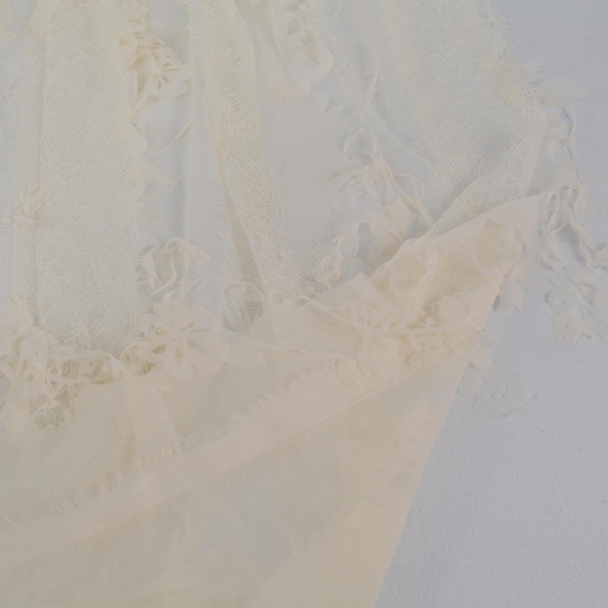 Off White Poly Chiffon Lace with Cutouts 60 Inch Wide | By the Yard