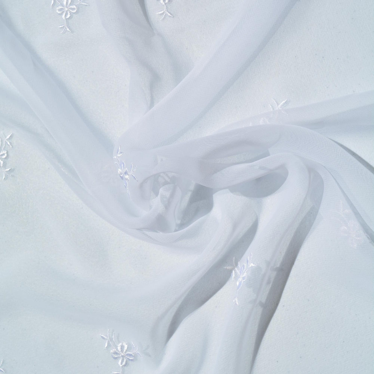 Chiffon Lace Fabric | White Sheer Designer Deadstock | Dresses, Blouses, Bridal | By the Yard