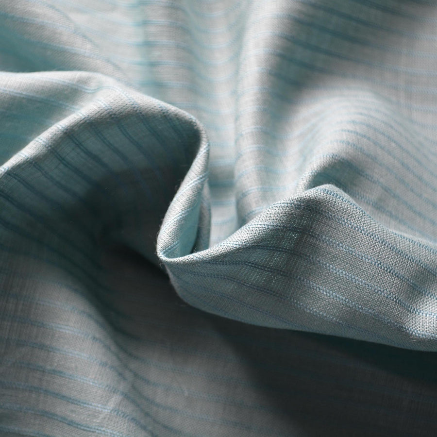 100% Linen Fabric Striped Teal striped 60" Wide Dressmaking Tailoring | By the Yard