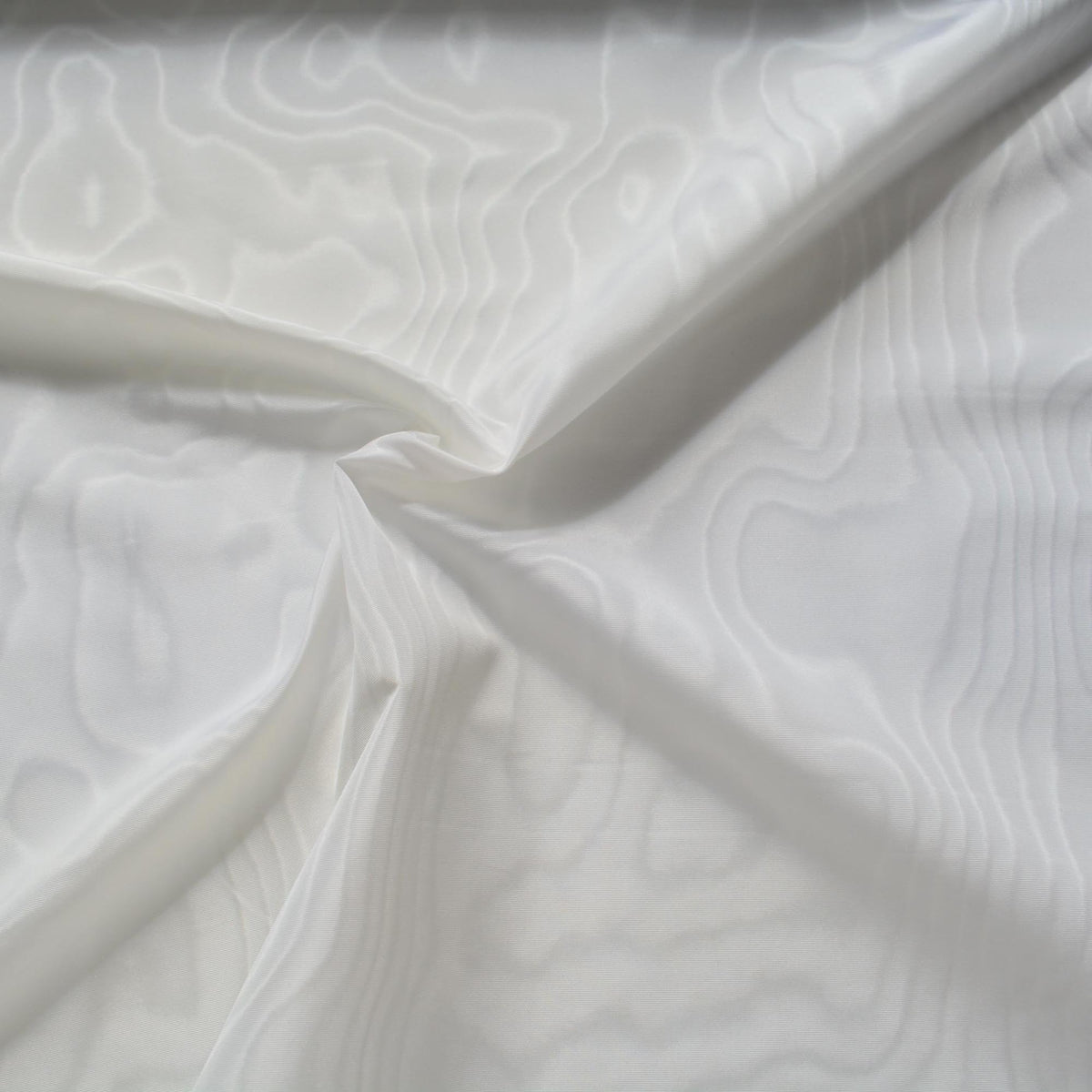 Heavyweight Silk Moiré Taffeta Fabric | White | Silk Watered Taffeta | By the Yard