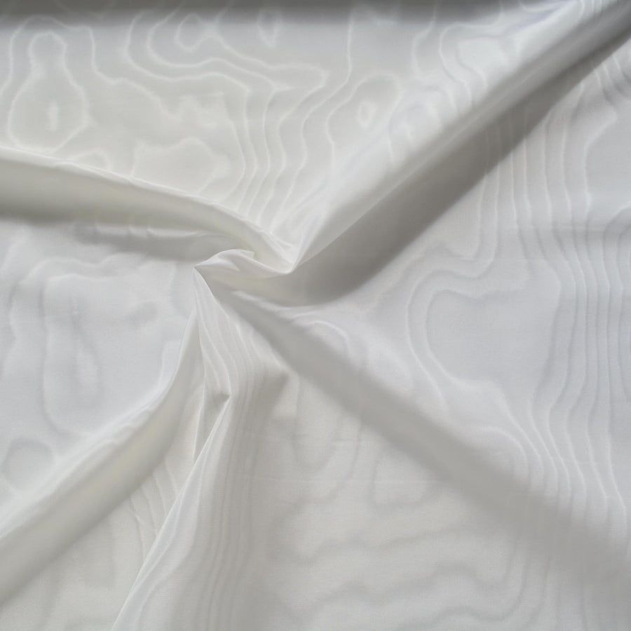 Heavyweight Silk Moiré Taffeta Fabric | White | Silk Watered Taffeta | By the Yard