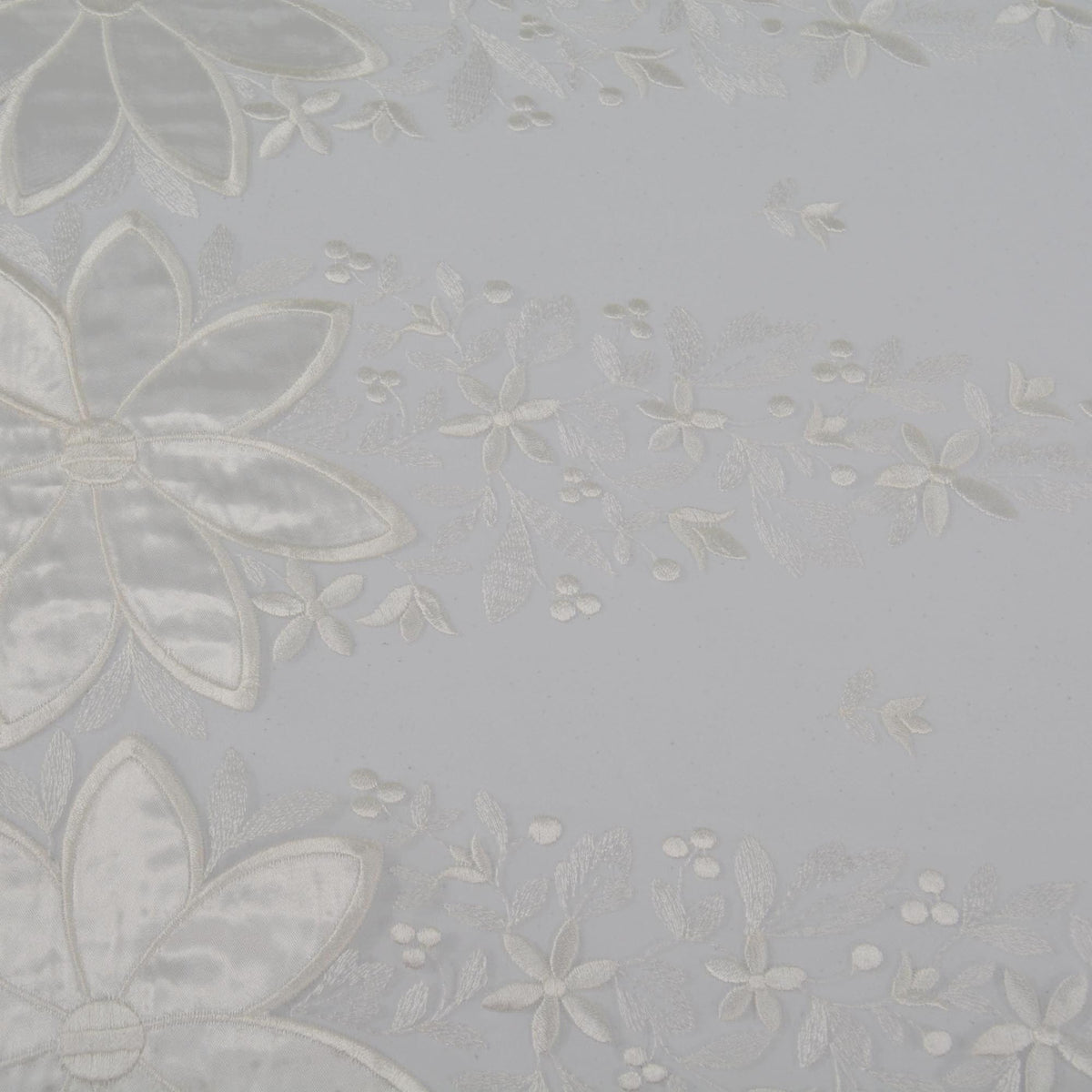 Swiss Pure Silk Organza | Floral Embroidered White 6 Momme Sheer 54 Inch Wide | By the Yard