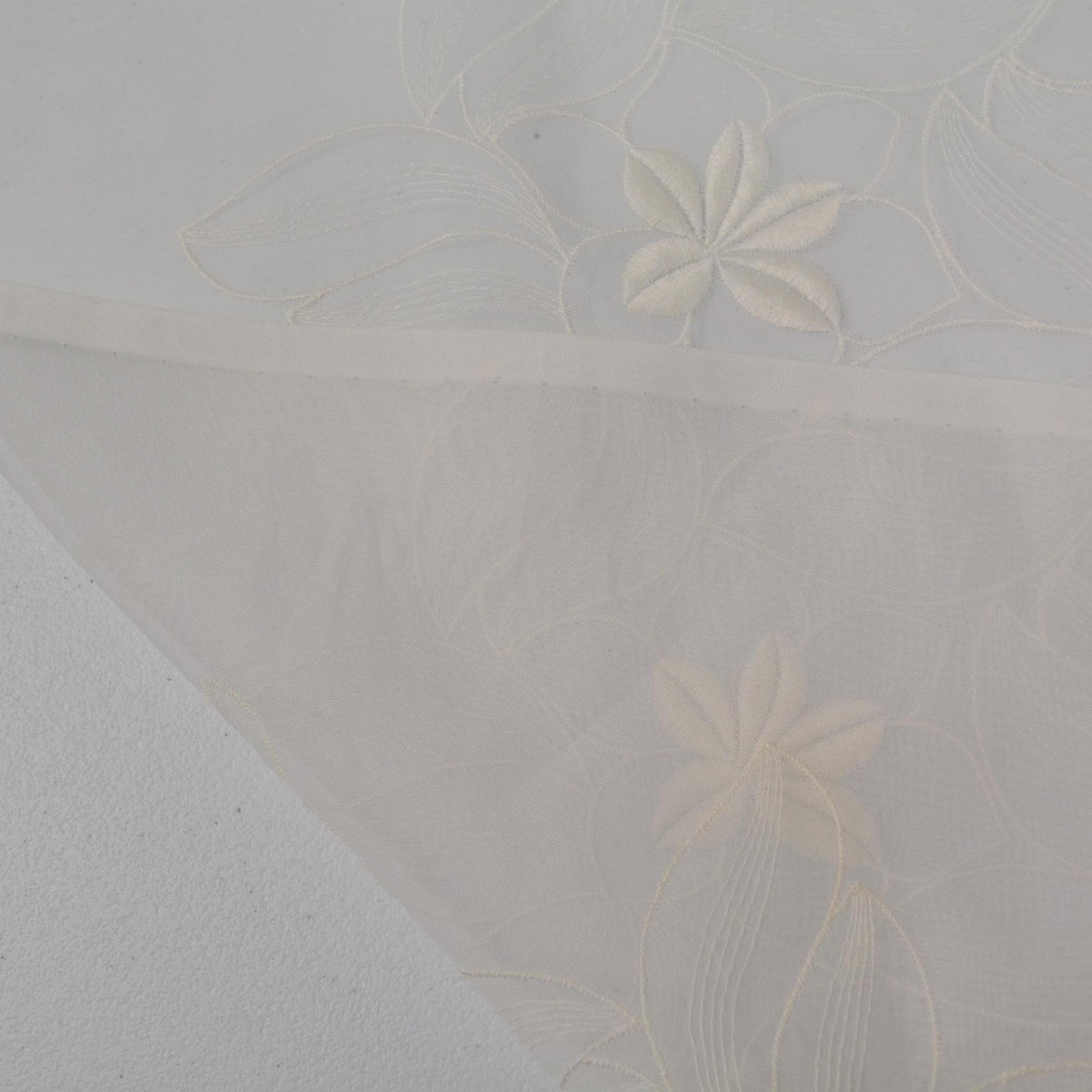 White Floral Embroidered Poly Chiffon Sheer Fabric 52.5 Inch Usable | By the Yard