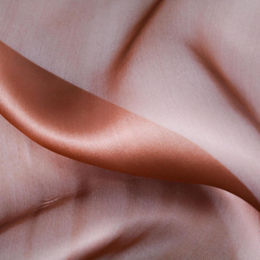 European 100% Silk Copper Satin Face Silk Organza 8 Momme 57" Width | By the Yard