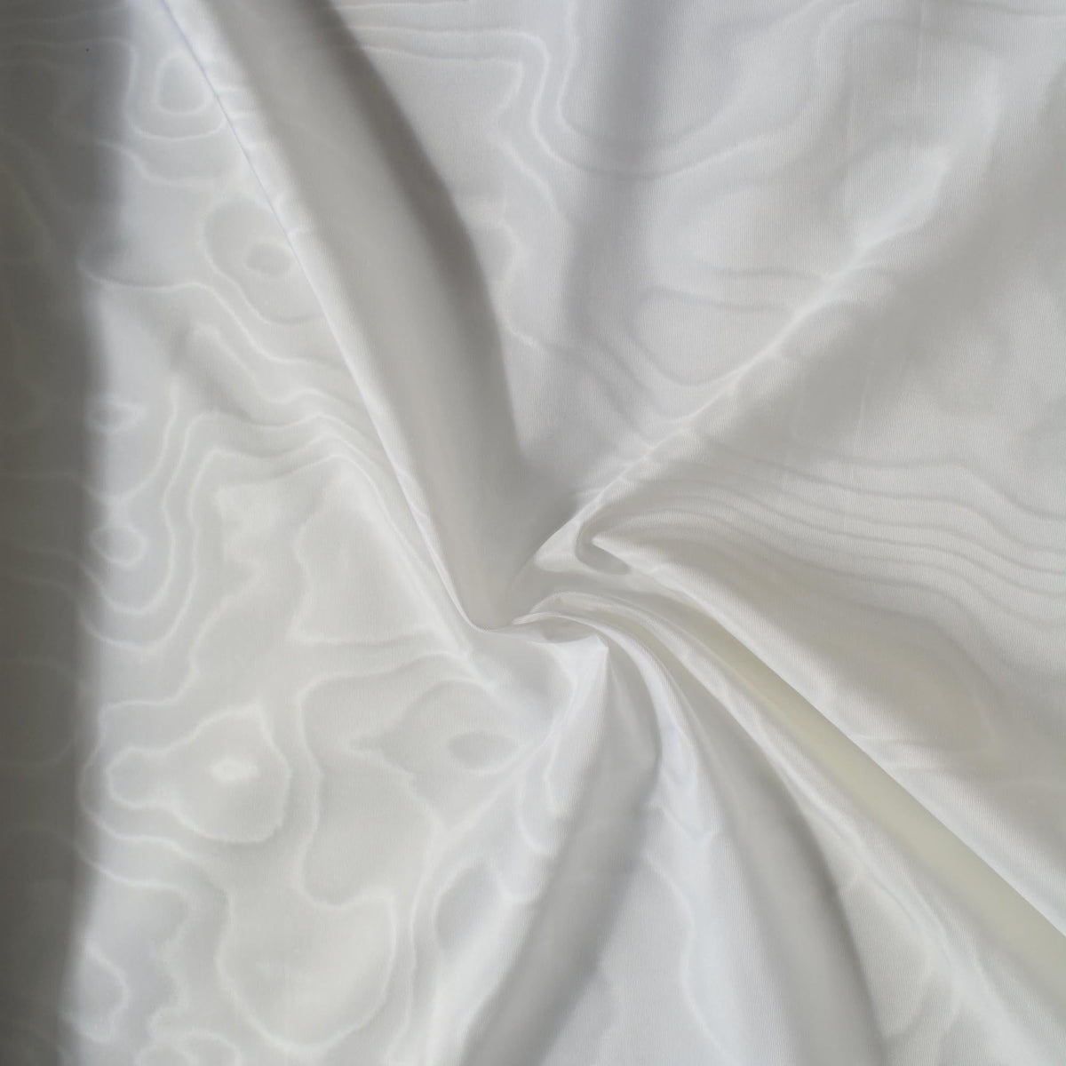 Heavyweight Silk Moiré Taffeta Fabric | White | Silk Watered Taffeta | By the Yard