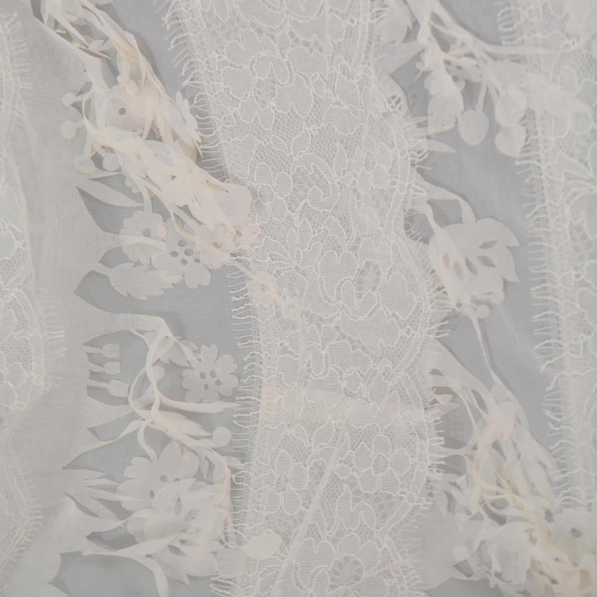 Off White Poly Chiffon Lace with Cutouts 60 Inch Wide | By the Yard