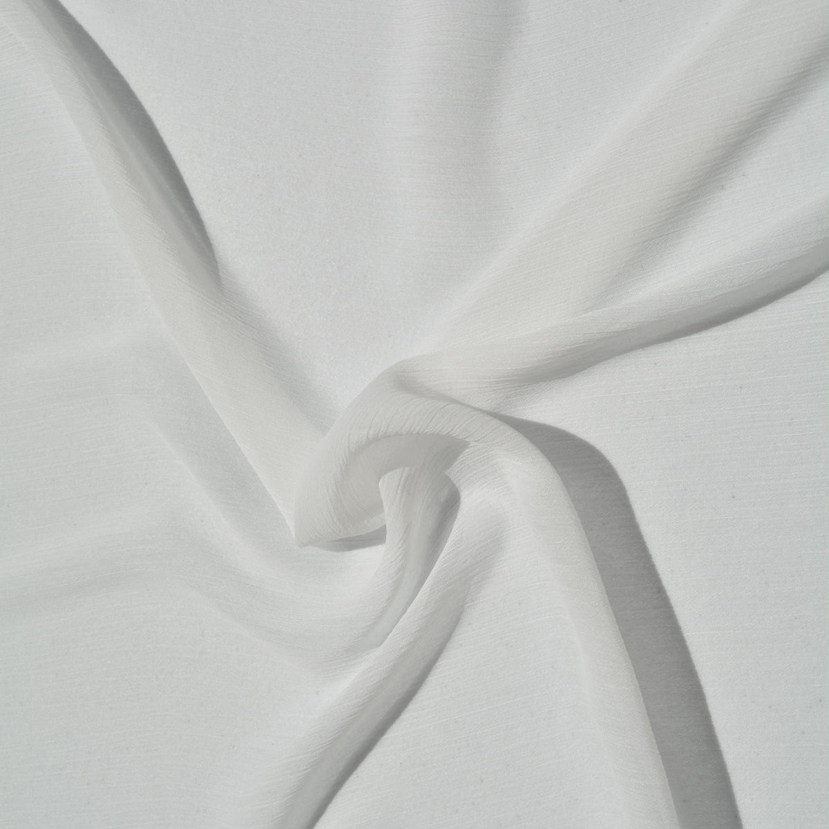Crinkle Chiffon Fabric | White Sheer Lightweight Designer Deadstock | Dresses, Blouses, Scarves | By the Yard