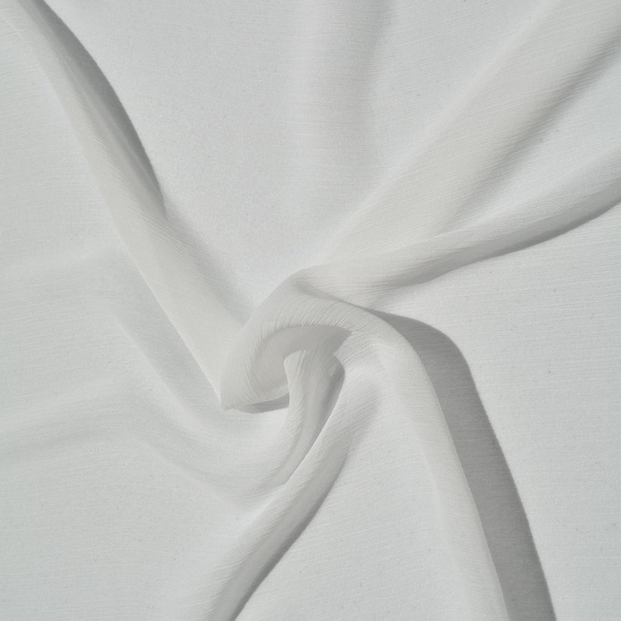 Crinkle Chiffon Fabric | White Sheer Lightweight Designer Deadstock | Dresses, Blouses, Scarves | By the Yard