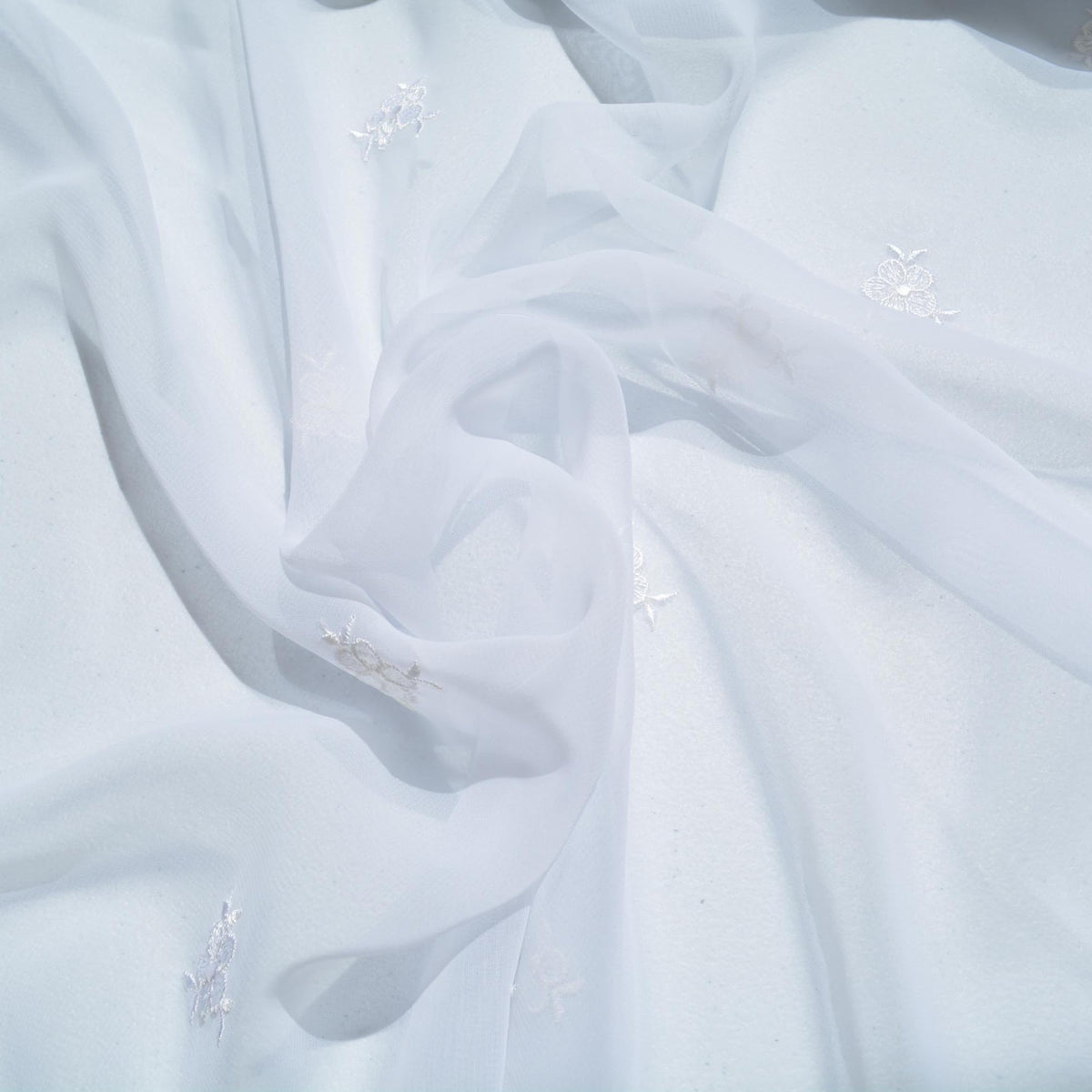 Chiffon Lace Fabric | White Sheer Designer Deadstock | Dresses, Blouses, Bridal | By the Yard
