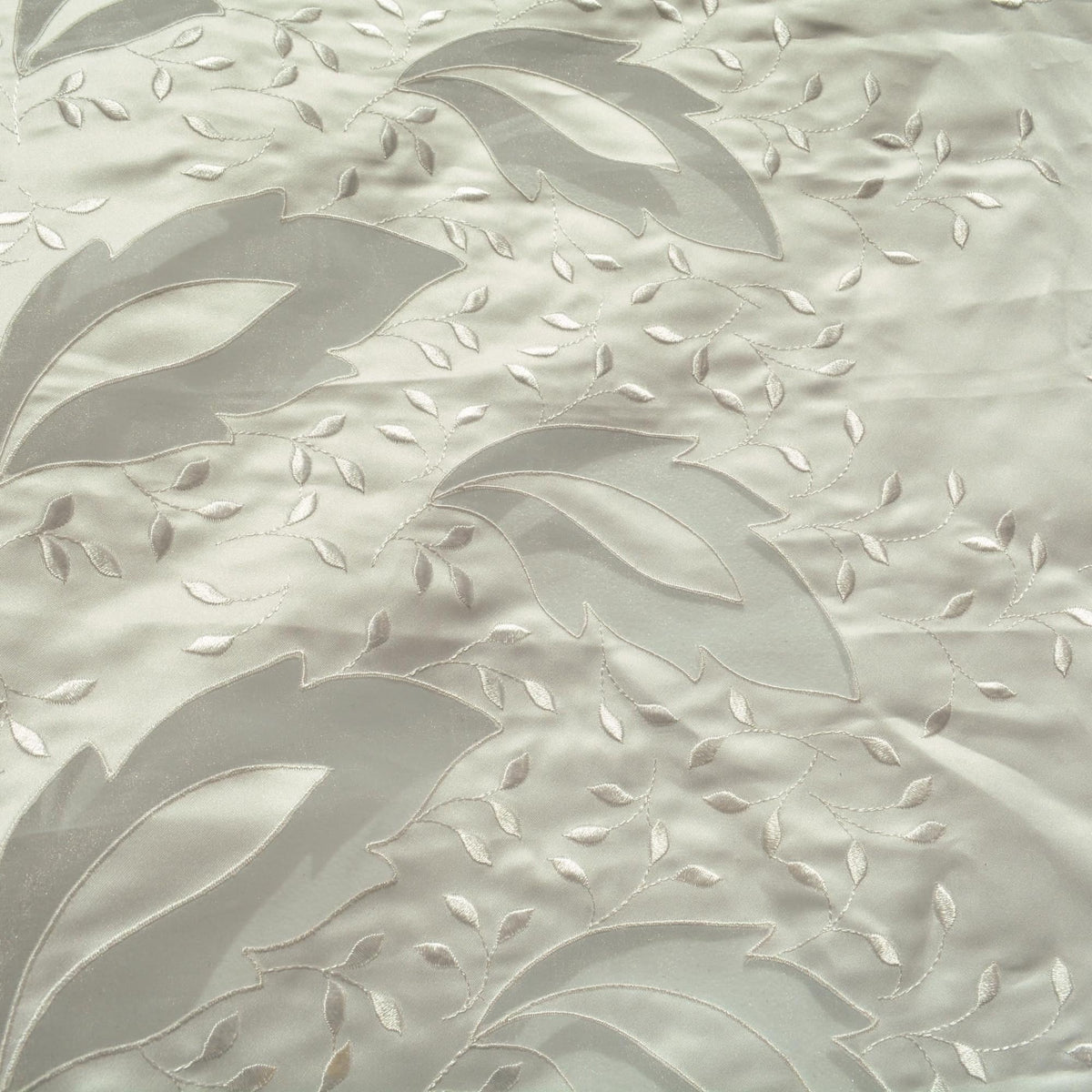 Silk Habotai Fabric White Embroidered Cutouts with Silk Chiffon 52.5 Inch Usable | By the Yard