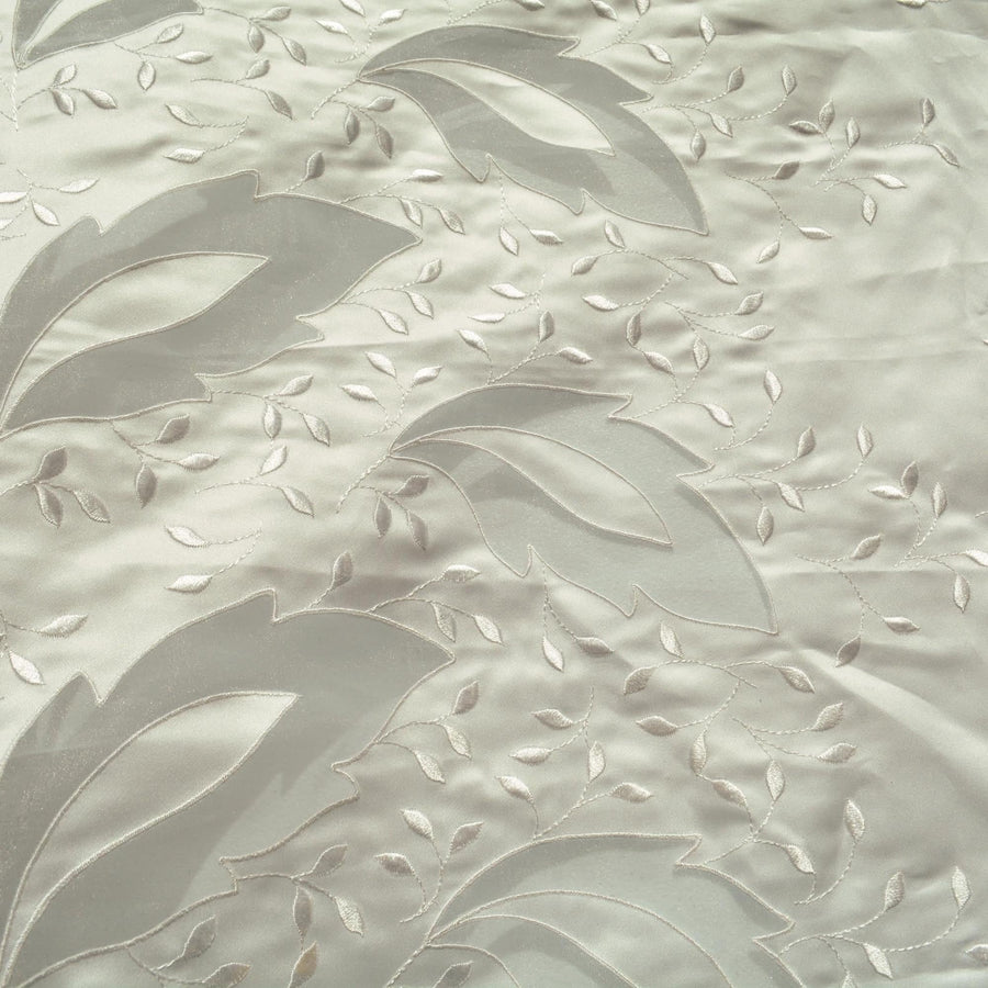Silk Habotai Fabric White Embroidered Cutouts with Silk Chiffon 52.5 Inch Usable | By the Yard
