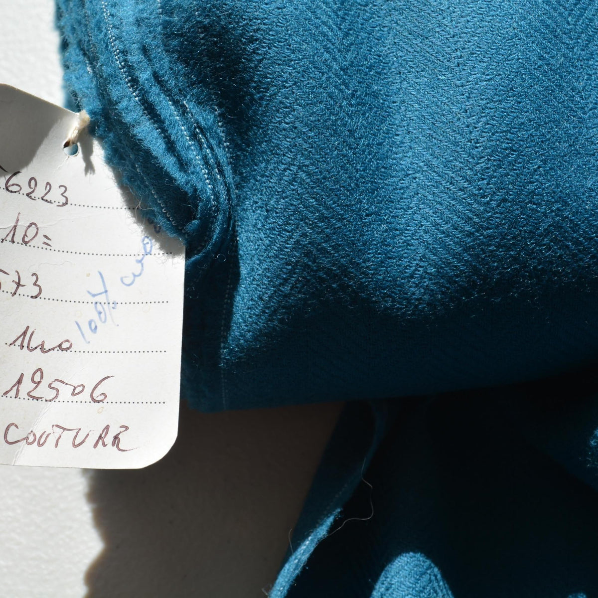 Blue herringbone | 100% wool | Wool Suiting (Herringbone) | Designer Deadstock |By the Yard
