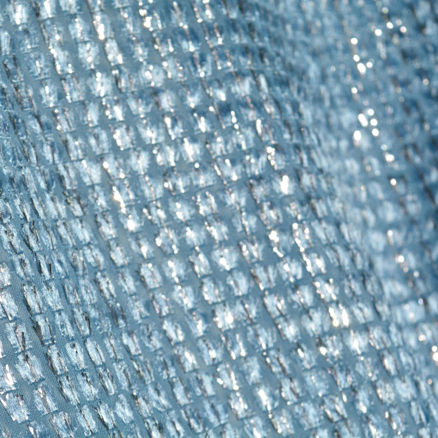 Light Blue Silver Metallic Velvet on Silk Georgette | Designer Fabric | Silk Burnout Velvet, Luxury Dressmaking Fabric | By the Yard