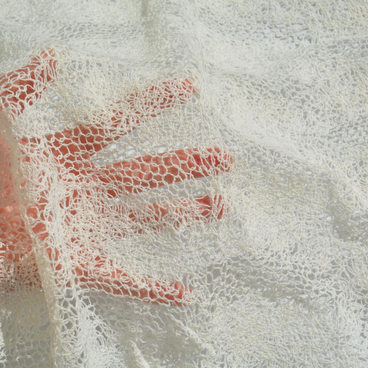 Crochet Lace Knit Fabric | White | Luxury Designer Textile |By the Yard