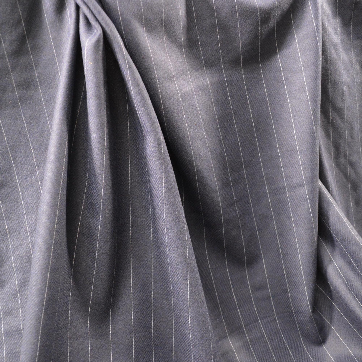 European Pure Wool | Navy Striped Wool Midweight Suiting Fabric 62 Inch Wide | By the Yard