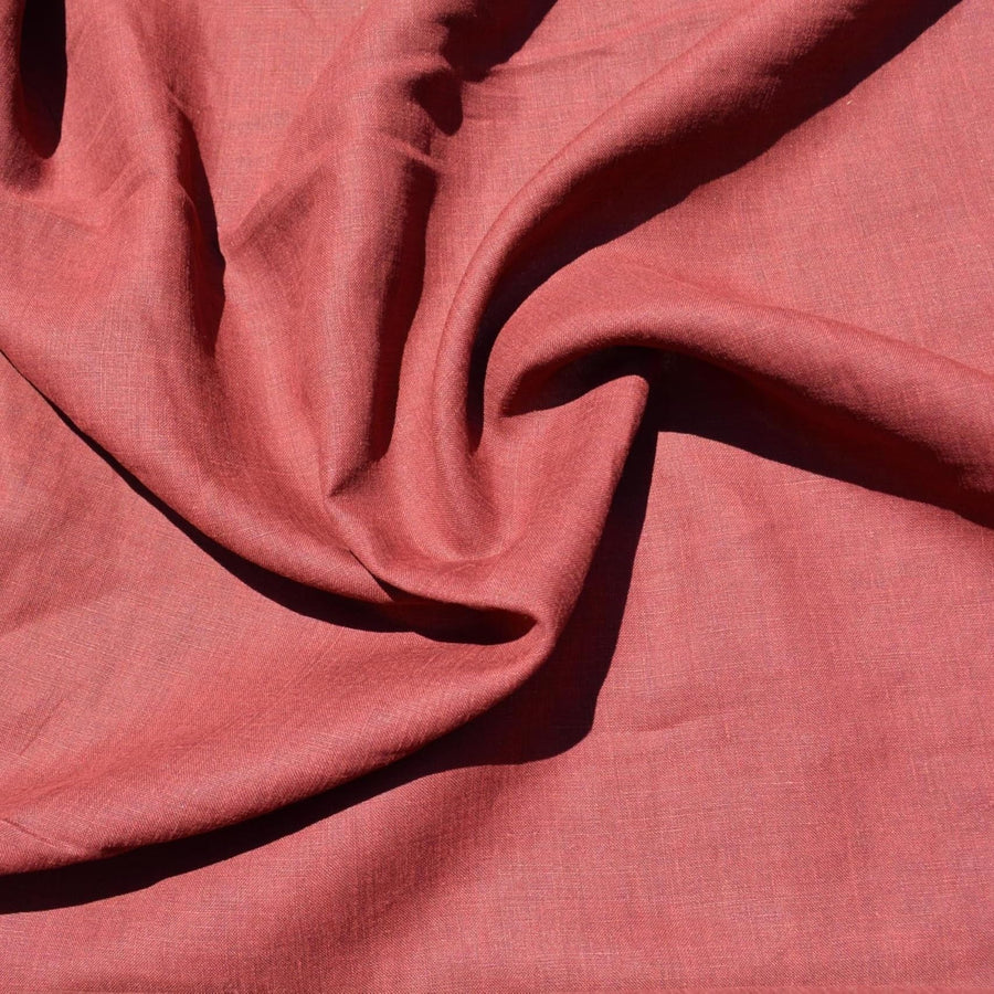 Terracotta Brown Linen Fabric | 100% Midweight Linen Solid Weave 62" Wide | Linen Yardage for Clothing, Summer Dresses, Home Décor Sewing