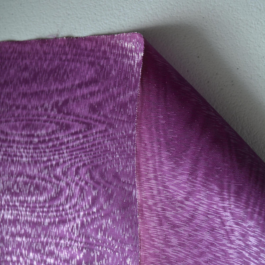 Silk Moiré Taffeta Fabric | Purple Silk Blend Watered Taffeta | By the Yard