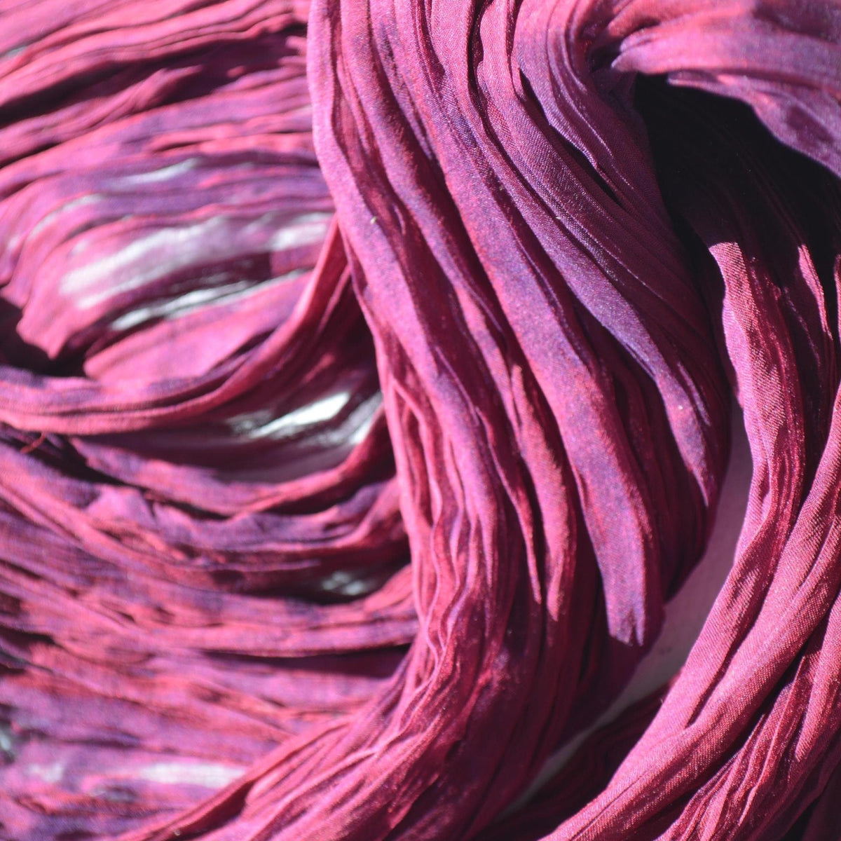 Vintage French Pleated Shibori Silk Crinkle Chiffon Fabric Purple / burgundy Two-tone iridescent Luxury Fabric | By the 