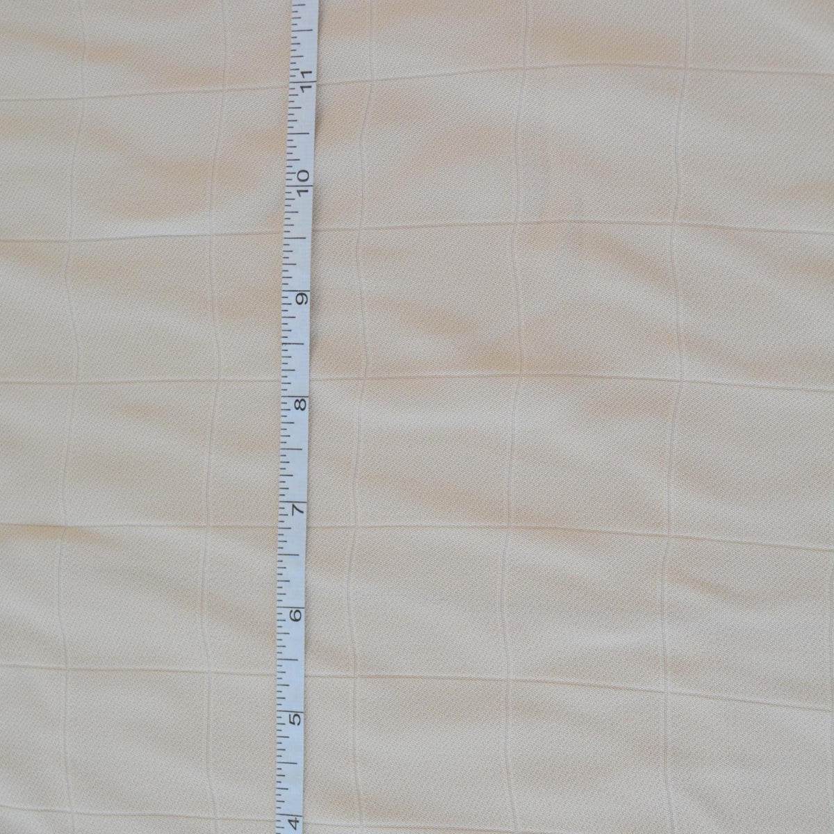 Italian Midweight Double Wool Crepe Fabric Light Yellow Textured Checkered Weave 52.5" | By the Yard