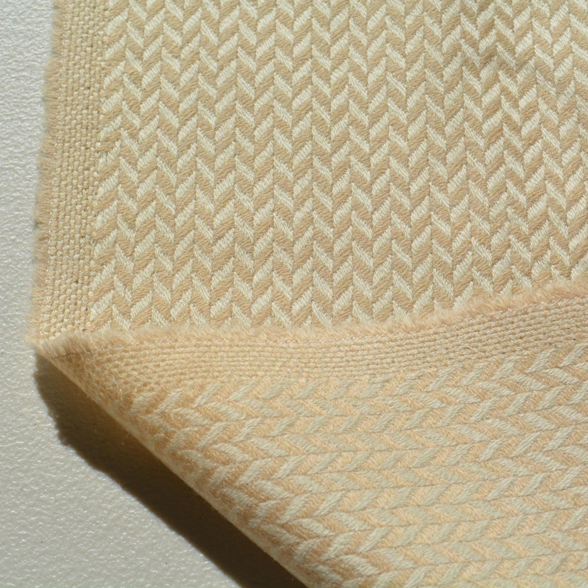 Beige herringbone | 100% wool | Wool Suiting (Herringbone) | Designer Deadstock |By the Yard