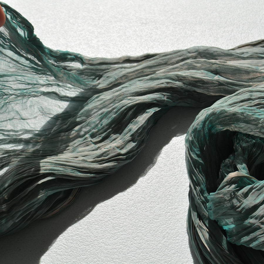 Vintage French Pleated Shibori Silk Crinkle Chiffon Fabric | Made in France | Luxury Fabric | By the Yard