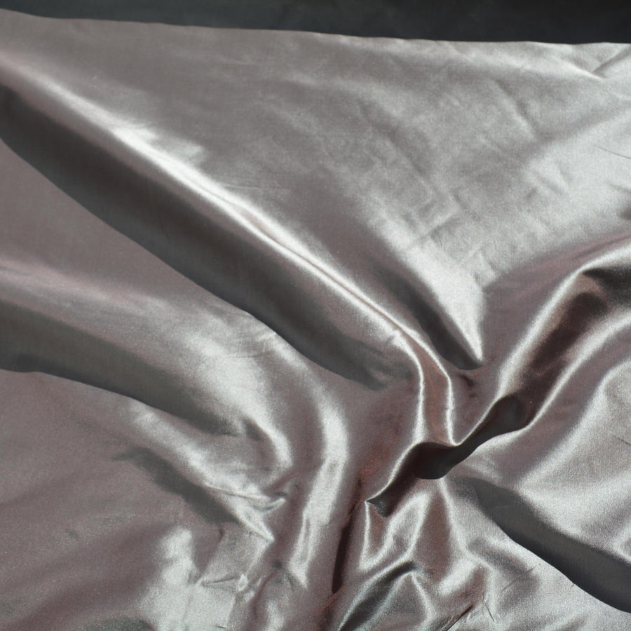 Two-Tone Silk Taffeta Fabric | Light gray and brown | Luxury Designer Textile |By the Yard