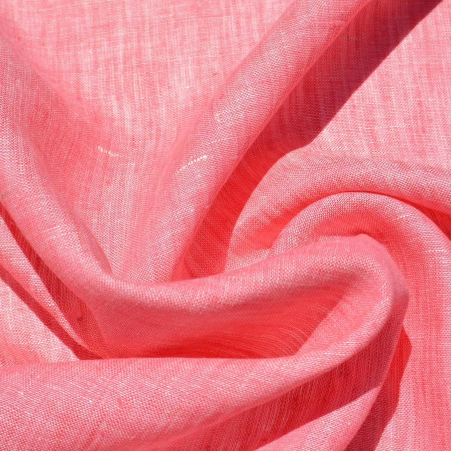 Coral Pink Linen Fabric | 100% Midweight Linen Solid Weave 54" Wide | Linen Yardage for Clothing, Summer Dresses, Home Décor Sewing